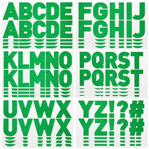Image of Harloon 232 Pcs Large Glitter Letter Stickers 24 Sheets Classroom Bulletin Boards Decorations Big Font Alphabet Letter Self Adhesive Letters Stickers Back to School Decor DIY Craft(Green,2.5 Inch)