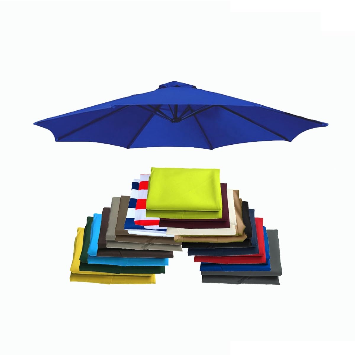ALDNMBR 6.5ft 7.5ft 9ft 10ft Garden Parasol Replacement Canopy, 6 Ribs 8 Ribs Waterproof Uv Resistant Polyester Outdoor Patio Umbrella Top Cover Blue 2.7m/9FT-8Ribs