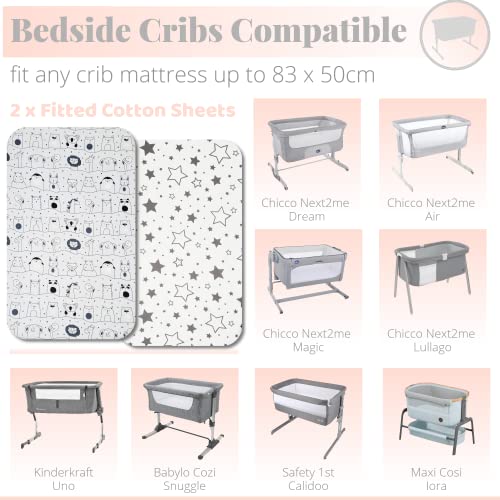 Next to Me Crib Sheets, 2pcs Baby Crib Sheets Set, 100% Organic Cotton to fit Bedside Cribs, Made in Europe - Image 2