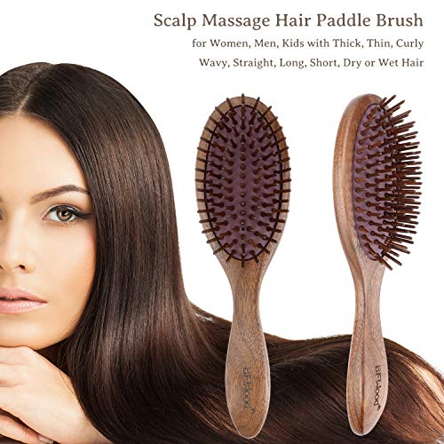 Foto von BFWood Holz-Paddel-Haarbürste - Schwarze Walnuss-Haarbürste zur Reduzierung von Frizz und Haarbruch