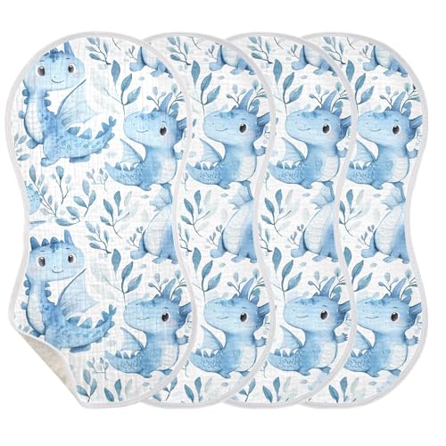 xigua Watercolor Cute Baby Dragon Baby Burp Cloths for Newborn Boys and Girls 4 Pack, Soft & Absorbent Cotton Baby Burp Cloth, Baby Washcloths, Newborn Towel, Burp Rags3
