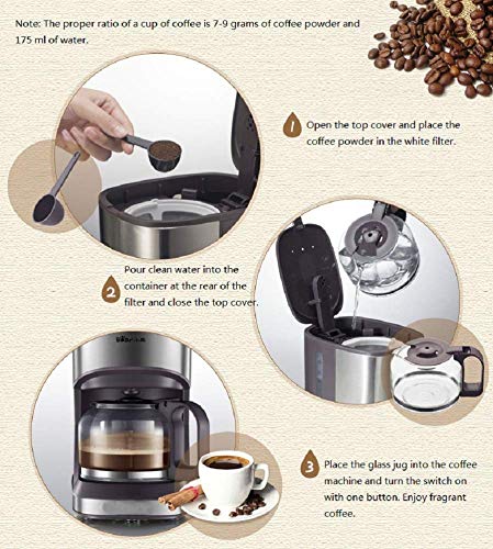 Máquina de café expreso Cafetera, cafetera, cafetera, cafetera con filtro de café y jarra de vidrio, pequeñas máquinas… - Imagen 6