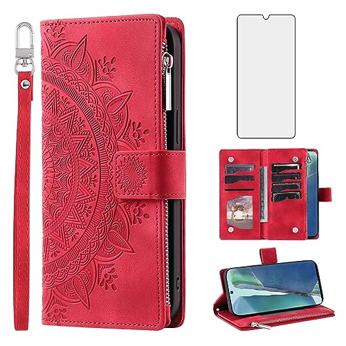 Étui Note 20 5G Asuwish mandala en similicuir avec protection écran verre