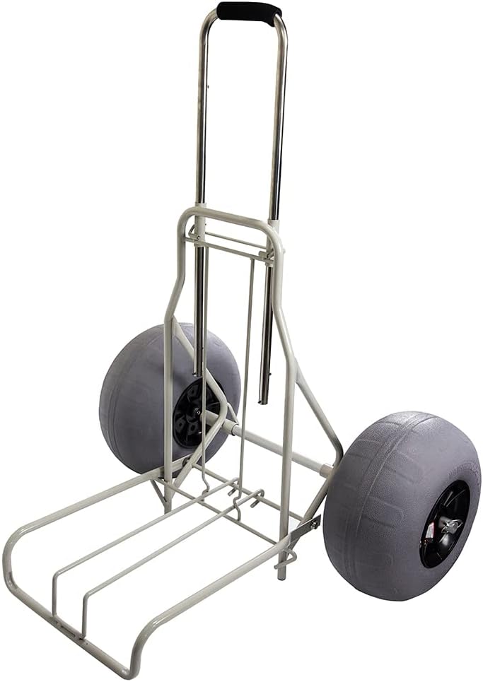 Jeremywell Folding Beach Cart with Big Balloon Wheels Loading 165lbs, Heavy-Duty All-Terrain Utility Wagon with Strong Wheels, Adjustable Height for Sand, Outdoor Camping
