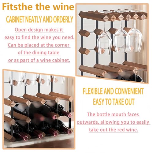 Soporte para botellas de vino de madera y metal con soporte para copas miniatura 4