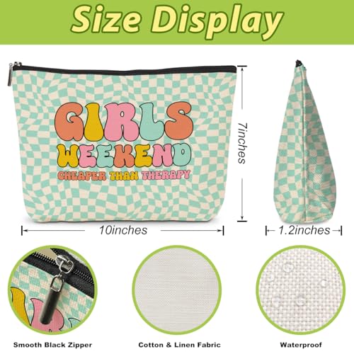 3 Pcs Girls Weekend Gifts Cosmetic Bag Retro Plaid Makeup Bag Funny Girls Trip Gifts Favors Summer Vacation Birthday Christmas Friendship Gifts for Women Bestie Daughter Best Friend Bachelorette Party2