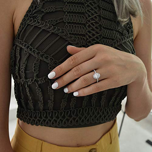 espere Oval Cut Solitaire 1.5ct CZ Rhodium Plated Engagement Anniversary Wedding Band Promise Women Diamond Ring2