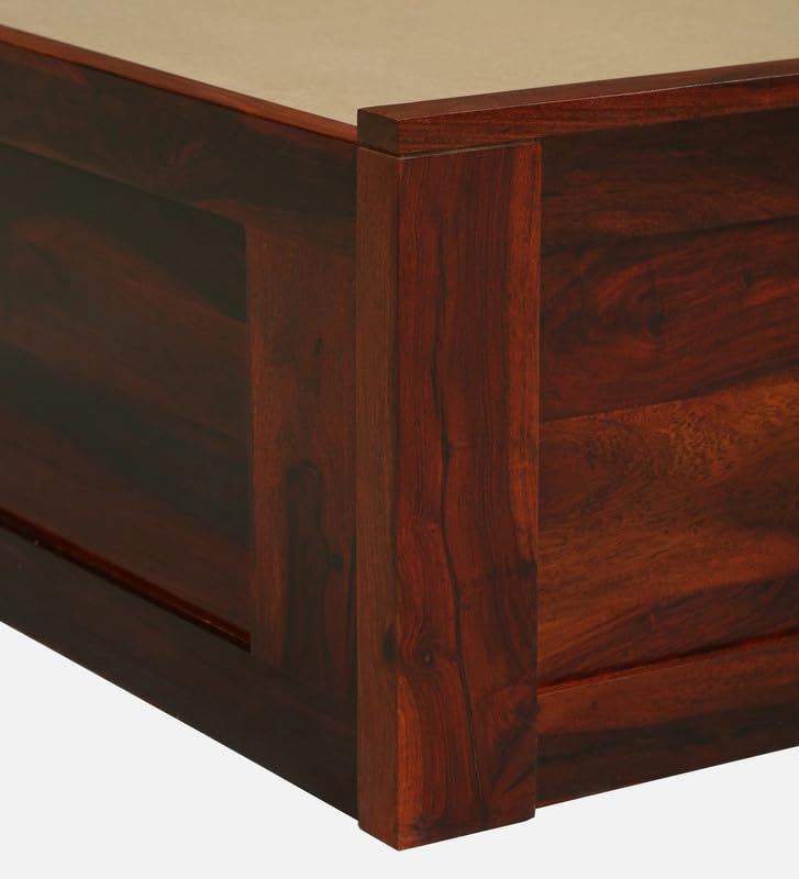Image of Solid Sheesham Wood Admire Single Bed with Box Storage | Wooden Single Bed Cot Palang Furniture for Bedroom Living Room Home and Hotel (Honey Oak Finish)