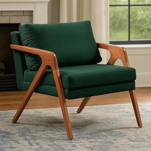 Poltrona Mona Luxo em Madeira Estofada em Veludo - Verde