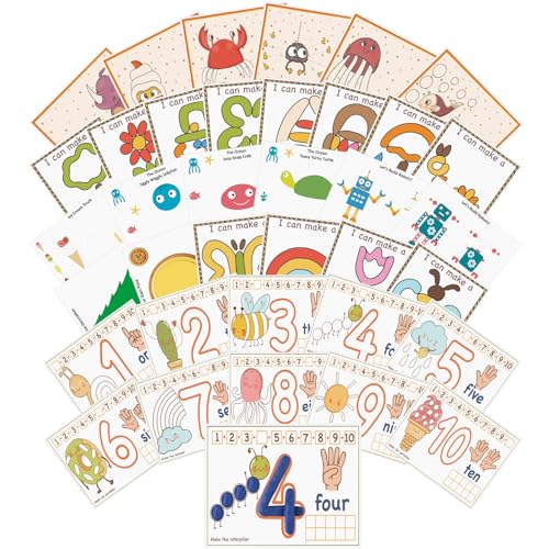 Ireer 36 Pcs Number Playclay Dough Mats for Kids Activity Card for Clay Back to School Preschool Number Alphabet Animal Shape Learning Activity Games for Classroom Home Educational Supplies