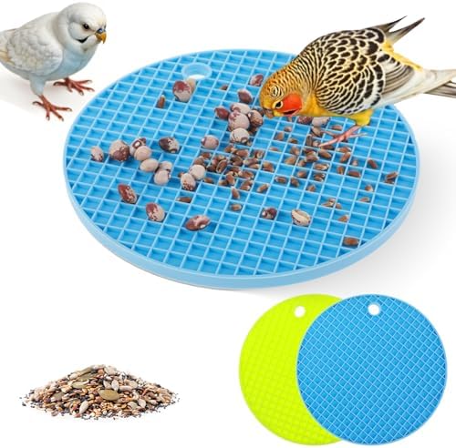 2Pcs Bird Foraging Toys Puzzle, Slow Feeder Mat, Parrot Foraging for Food, nrichment Foragingg Toy Bird Toys for Parakeets(Blue & Green)