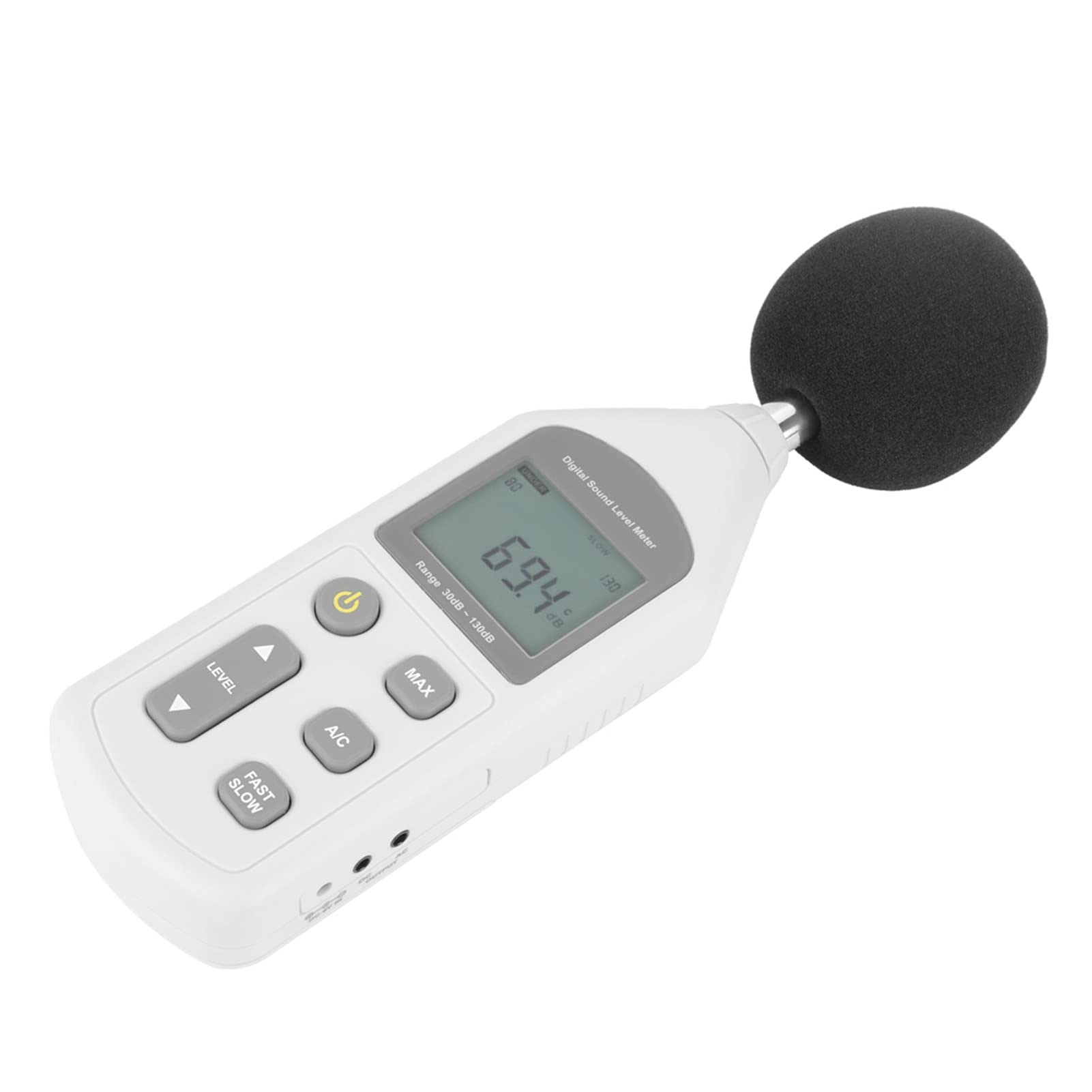 Hyuduo Fonometro Digitale, Tester di Livello Sonoro Professionale con Gamma 30-130dBA, Risposta Veloce/Lenta per il Monitoraggio del Rumore Ambientale Industriale