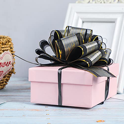 AKLVBL 20 PCS Large Pull Bow Gift Wrapping Bows, Pull Bow with Ribbon for Wedding Gift Baskets, Party Gift Wrap Bows, Presents Decorating Bows (Black)