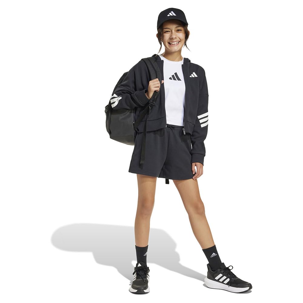 Adidas Future Icons 3-Stripes Full-Zip Hooded Track Jacket Kids Top Track Bambine e Ragazze