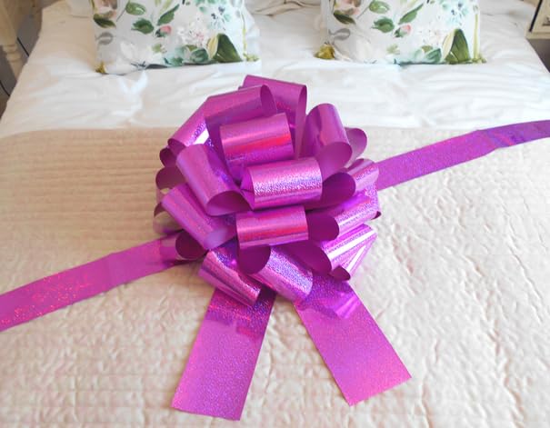 Fiocco Enorme Per Auto Da 40 Cm Con Nastro Da 6 M - Decorazione Matrimonio, Colore Rosso Rosa, Facile Da Usare, Per Auto, Barche E Regali