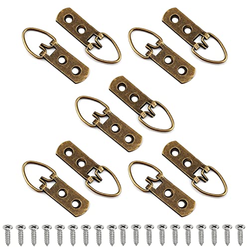 Image of MroMax 10PCS Ring Picture Frame Buckle 2.13 inch x 0.63 inch Bronze Tone Assortment Kit for Home Decoration Picture Frames Photo Hanging Solutions
