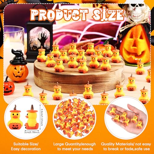 Image of Gejoy 50 Pcs Pumpkin Rubber Ducks Halloween Rubber Ducks Toy Bulk Prize for Adult Party Favors Home Table Decorations