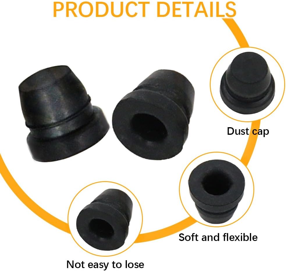 18PCS Black Brake Dust Cover, Rubber Dust Stem Cover, Grease Fitting Caps, Brake Caliper Bleeder Cap, Brake Bleeder Screw Cap, Rubber Dust Cover for for Cars, SUVs, Trucks, Motorcycles