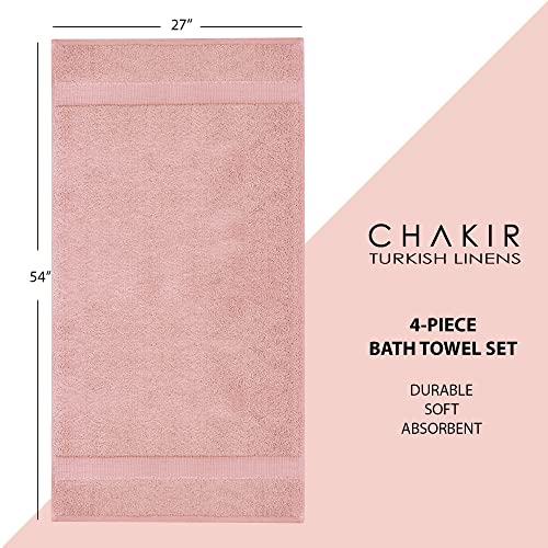Chakir Turkish Linens | Hotel & Spa Quality 100% Cotton Premium Turkish Towels | Soft & Absorbent (4-Piece Bath Towels, Pink) #TOP5