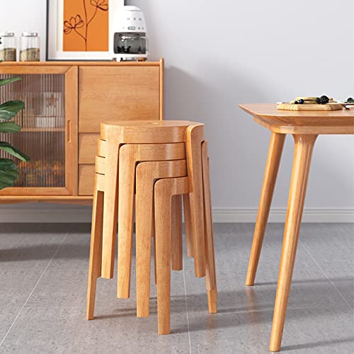 Taburetes de madera apilables pack de 4 sillas de comedor redondas modernas 3
