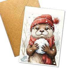 Watercolor Otter Xmas