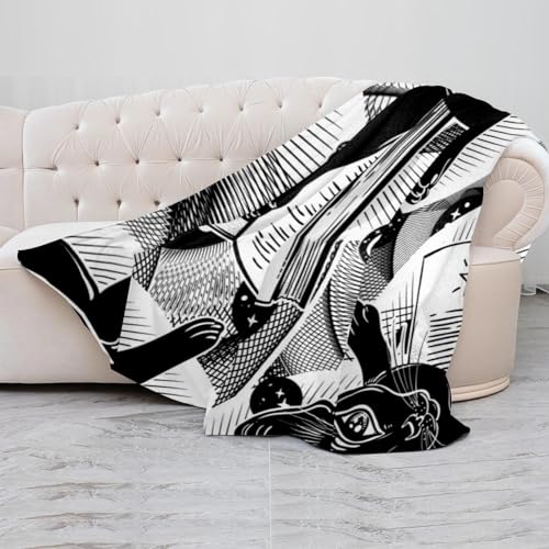 Couverture lit et canapé en microfibre douce : jeté de lit imprimé chat - 5