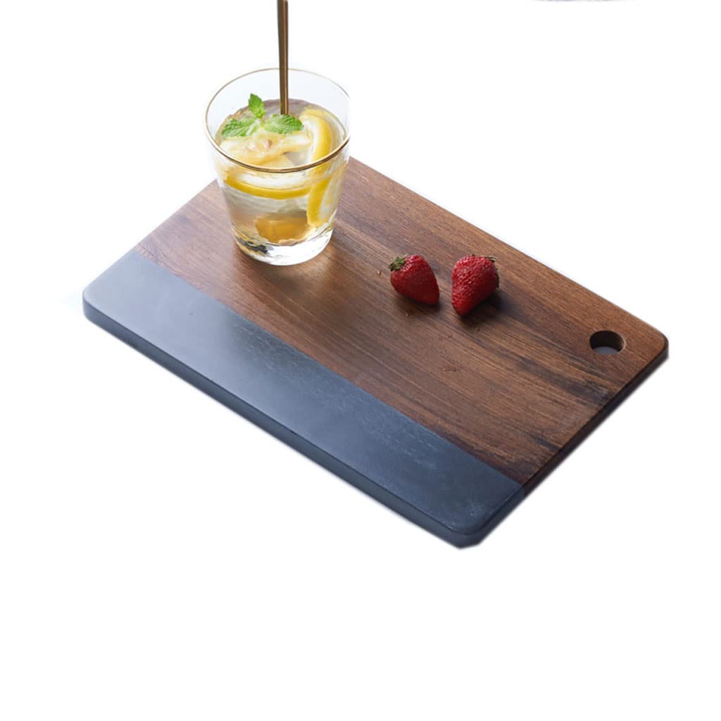 Planche à découper en bois massif mosaïque en marbre ardoise de qualité supérieure pour servir le fromage, la charcuterie, design rectangulaire en finition noire