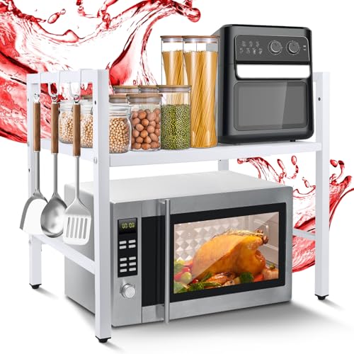 MXTIMWAN 40-64cm Mikrowellen Regal, 2 stufiges Stehend Mikrowellenregal, Erweiterbares Küchen...