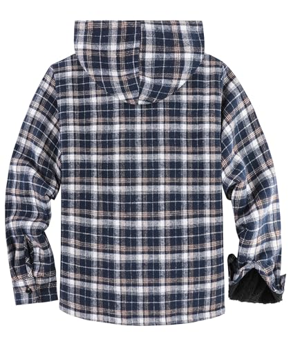 Image of SCODI Mens Flannel Hooded Jacket Fleece Sherpa Lined Zip Up Plaid Hoodies