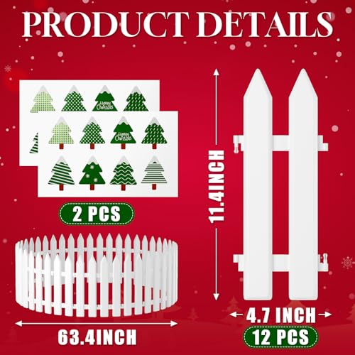 Qsbon Christmas Tree Fences 12PCS: Sticker DIY Christmas Tree Gate White Picket Fence for Xmas Holiday Party Decor Garden Home Office, Inches by Qsbon - Used condition - Image 4