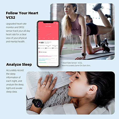 G-TiDE Smartwatch mit Telefonfunktion, 1.32 Zoll HD Voll Touchscreen, 10 Tage Akkulaufzeit, 24 Sportmodi, mit Herzfrequenz Schlaf Monitor,Bluetooth 5.2, IP68 wasserdicht, Android/iOS, Grau - Image 6