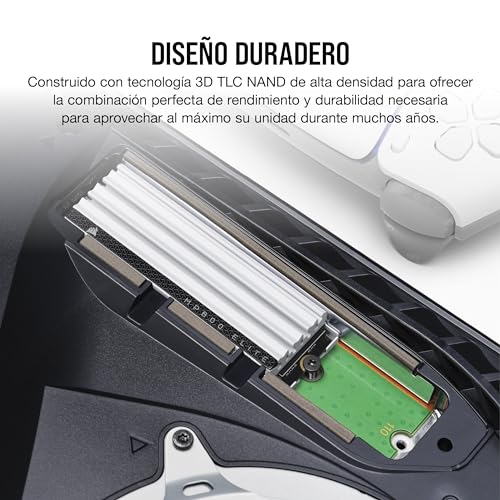 Corsair MP600 Elite 4 TB M.2 PCIe Gen4 x4 SSD NVMe para PS5 – Disipador Térmico Incluido – M.2 2280 – Lectura Secuencial de hasta 7.000 MB/s – NAND 3D TLC de Alta Densidad – Blanco - imagen 6