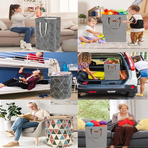 Image of Waterproof Laundry Hamper Collapsible Laundry Basket Leather Handle Laundry Bag Large Clothes Storage Toy Organization for Bathroom Bedroom Laundryroom College Dorms (Heilingxing-001)