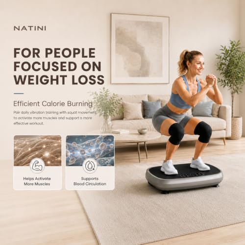 Natini Vibration Plate, Vibration Plate Exercise Machine 400lbs Capacity, Vibration Plate for Lymphatic Drainage with Bluetooth Speaker(Jumbo Size) — view 3