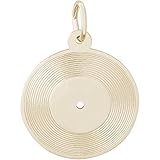Rembrandt Charms 10K Yellow Gold Record Charm on a 10K Gold Rope Chain Necklace, 20'