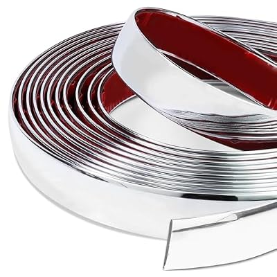 Lyxheth 16FT Automotive Chrome Trim Molding, Automotive Side Moldings, Scratch-Proof Bumper Window Door Body Side Decorative Strips, 1/2 Inch Self-Adhesive Car Trim Strips Universal for Most Vehicles
