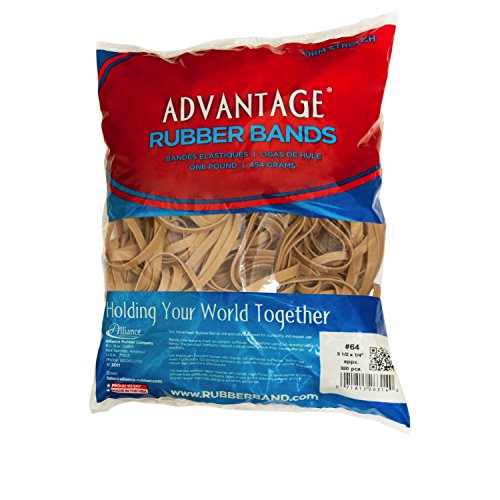 Alliance Rubber 26644 Advantage Rubber Bands Size #64, 1 Lb Bag Contains Approx. 320 Bands (3 1/2" X 1/4", Natural Crepe) #TOP2