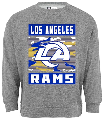 Zubaz NFL Men's Heather Grey Camo Team Crewneck Sweatshirt, Los Angeles Rams, X-Large