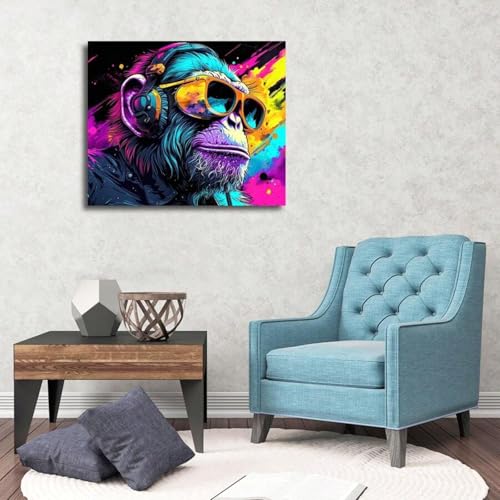 Peinture gorille abstraite sur toile encadrée format 40x60cm pour salon - 4