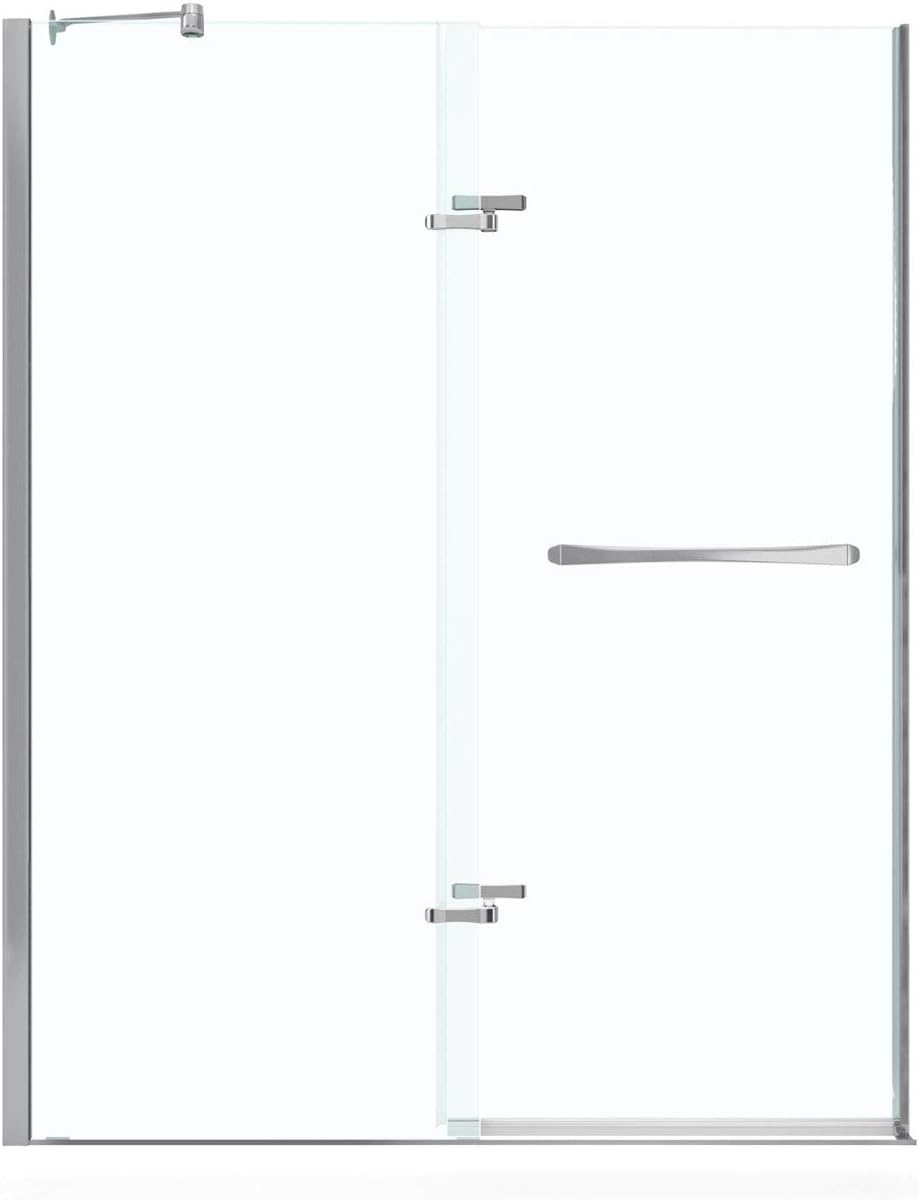MAAX Reveal 59 in. x 71-1/2 in. x 1/2 in. Frameless Pivot Shower Door with 8mm Clear Tempered Glass in Chrome