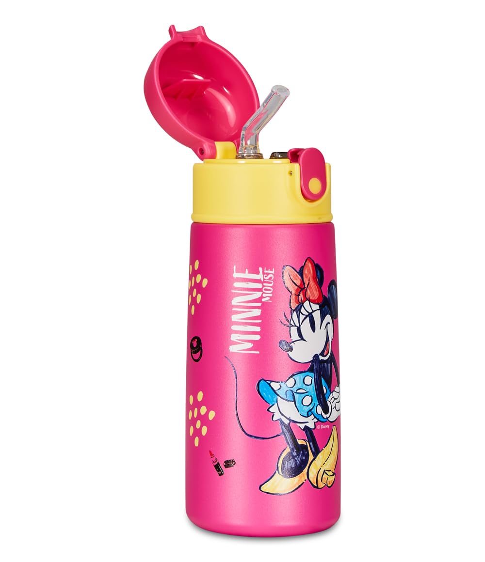 SEVEN Minnie Thermal Water Bottle for Children with Straw 460 ml No BPA – Kindergarten, Elementary School – Stainless Steel, Temperature Maintenance up to 24 Hours