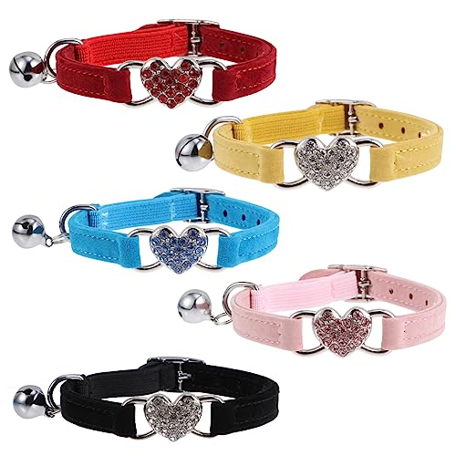 BESPORTBLE 5 Uds Color Diamante Campana Gargantilla Collar De Gato para Alimentador Campana Collar De Perro Collar Calmante Campanas para Mascotas Collar De Cachorro Pico Puerta Jaula