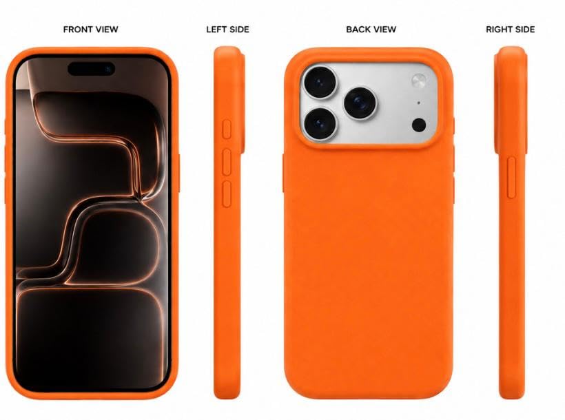 Image of Premium Liquid Silicone Case for iPhone 17 Pro - Slim Full Body Protective Back Cover with Soft Microfiber Lining, Anti-Slip Grip Scratch Resistant Phone Case (Orange)