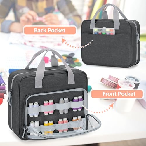 Image of LUXJA Sewing Storage Organizer with Folio Open Design, Sewing Organizer Bag with Versatile Pockets for Sewing Kits, Gray