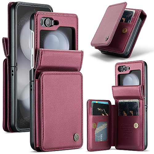 Protection RFID pour étui Galaxy Z Flip 5 anti-choc en cuir durable vin