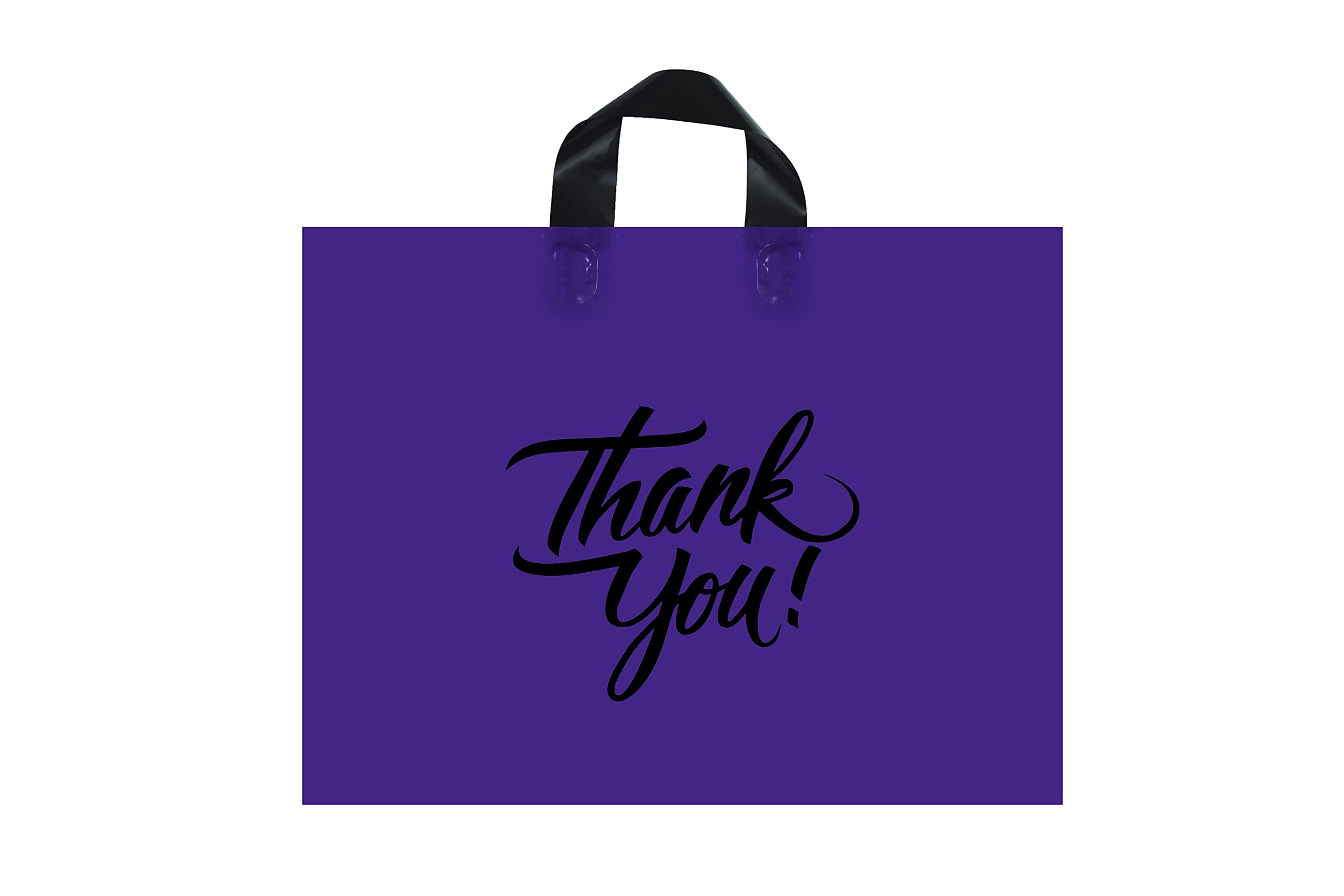 Infinite Pack Large Thank You Merchandise Bags w/Loop Handle, Glossy Boutique Bag, 3" Bottom Gusset & 3 Mil Thick