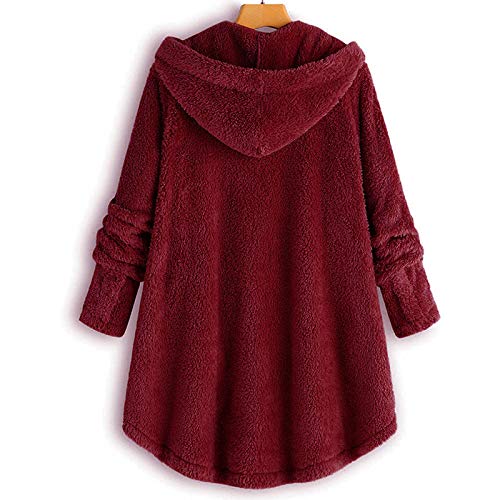 Women Fleece Jacket Plus Size Winter Coats Button Plush Hooded Coat Long Sleeve Cardigans Uterwear With Pockets3