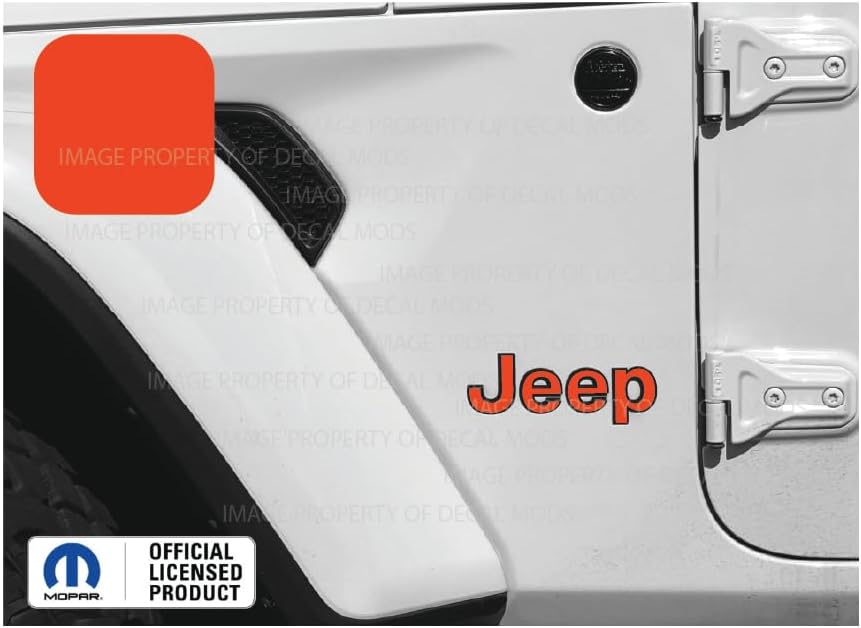 Fender Jeep Fender Flat Overlay Decal Graphic fits Jeep Wrangler JL/JT (2018-2024) (Set of 2) Orange CO | SJ8Z3