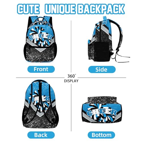 Cheer Backpacks for Cheerleaders, Cheerleading Backpack 16.5in, Cheerleader Gifts for Team (Blue&Black)4