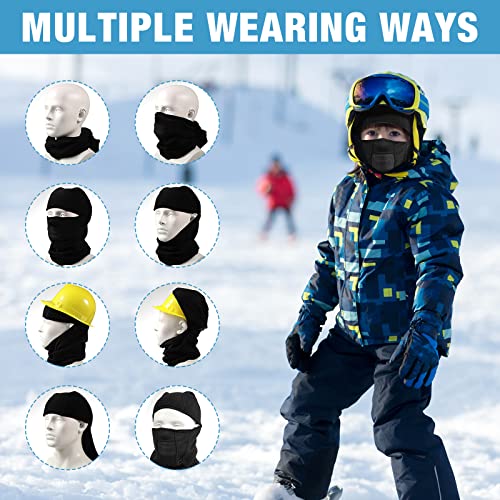 Jagely 4 Pcs Kids Balaclava Ski Mask Youth Face Mask For Boys Winter Hat Kids Balaclava Helmet Girls Fleece Neck Warmer Gaiter Windproof Face Warmer For Cold Weather, Black, Blue, Rose Pink And Grey #TOP4